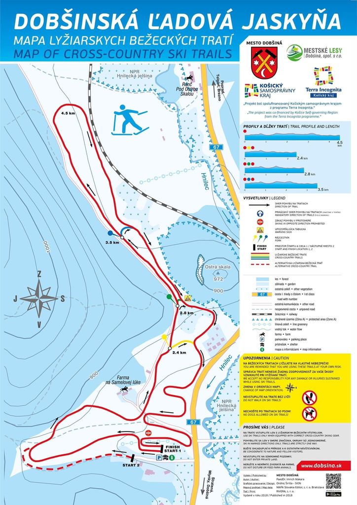 Zimná mapa Areál bežeckého lyžovania Ľadová